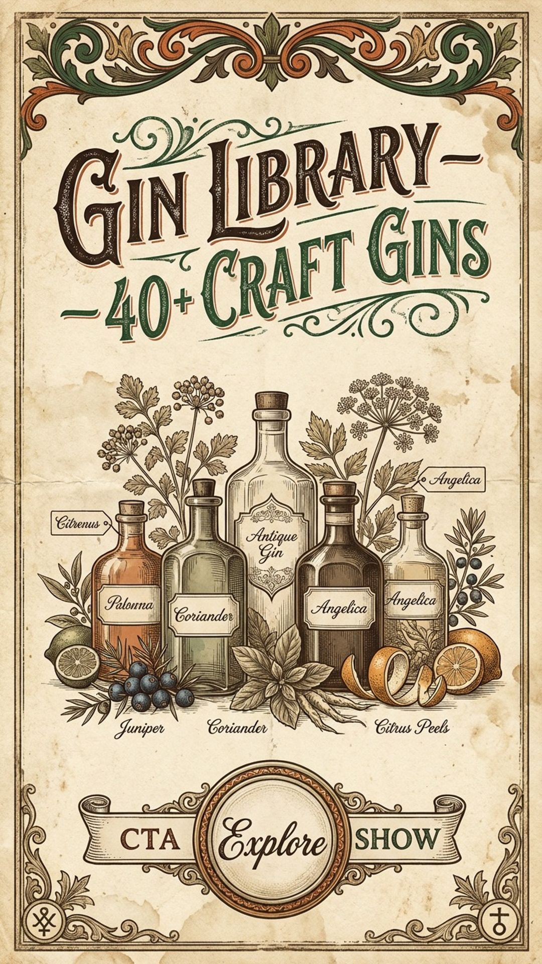 pub and bar digital signage showing letterpress gin menu screen design