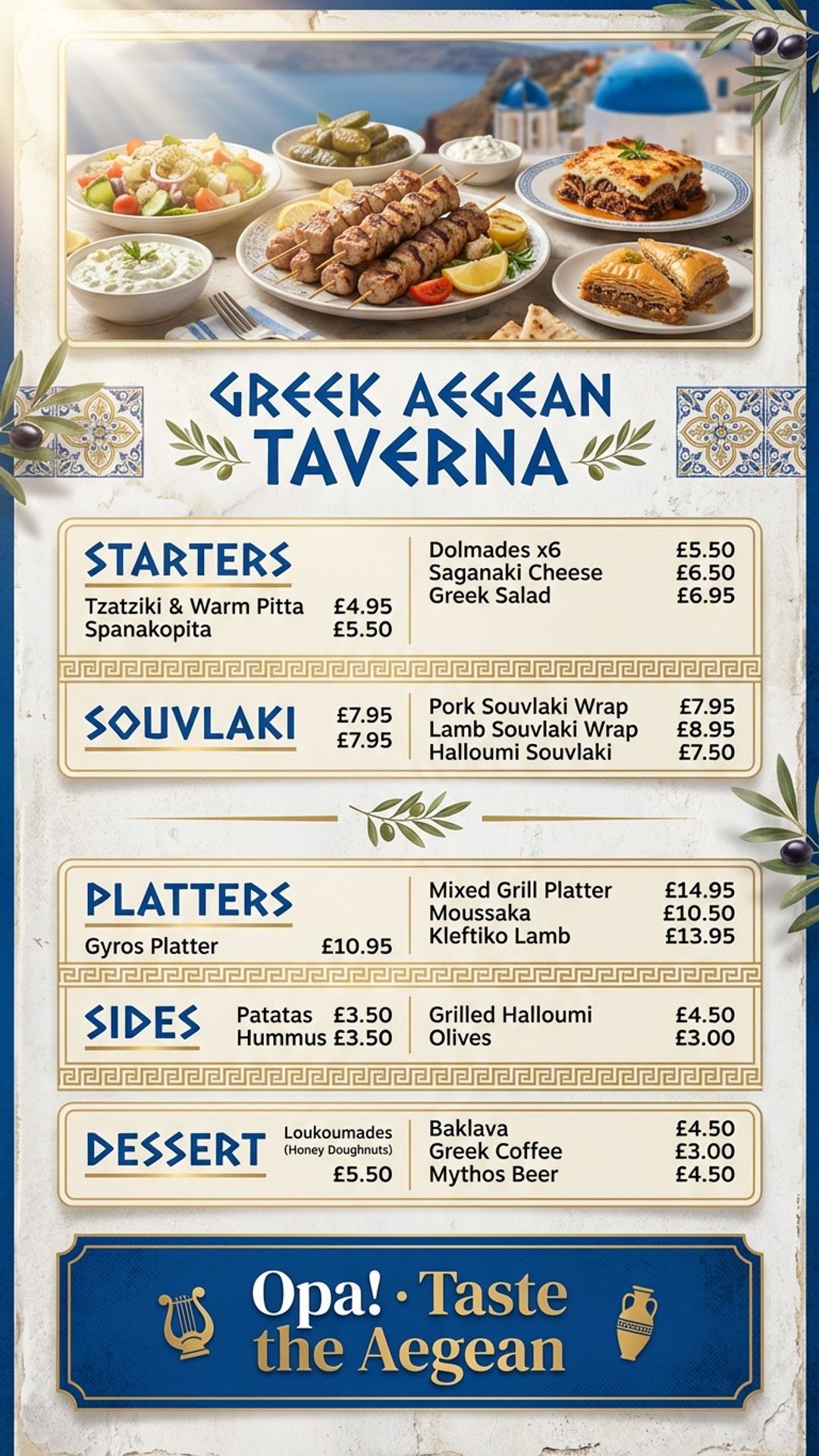 restaurant digital signage showing greek taverna screen design