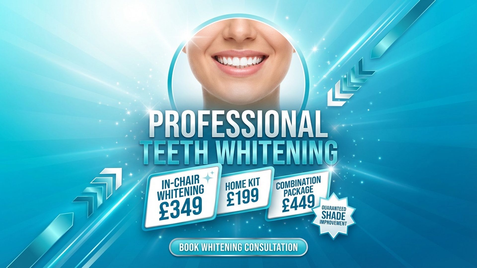 medical practice digital signage showing dental whitening screen design