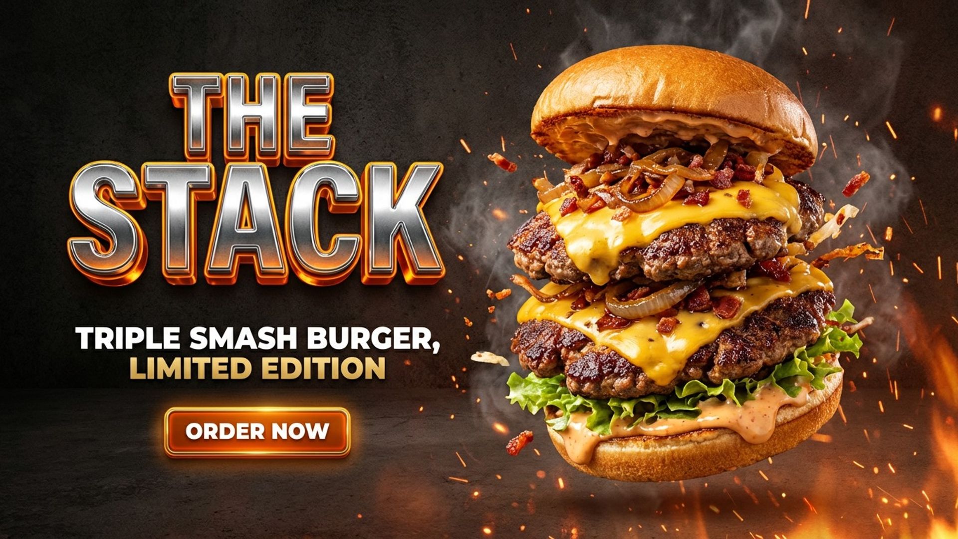 takeaway digital menu board showing loaded burger screen design