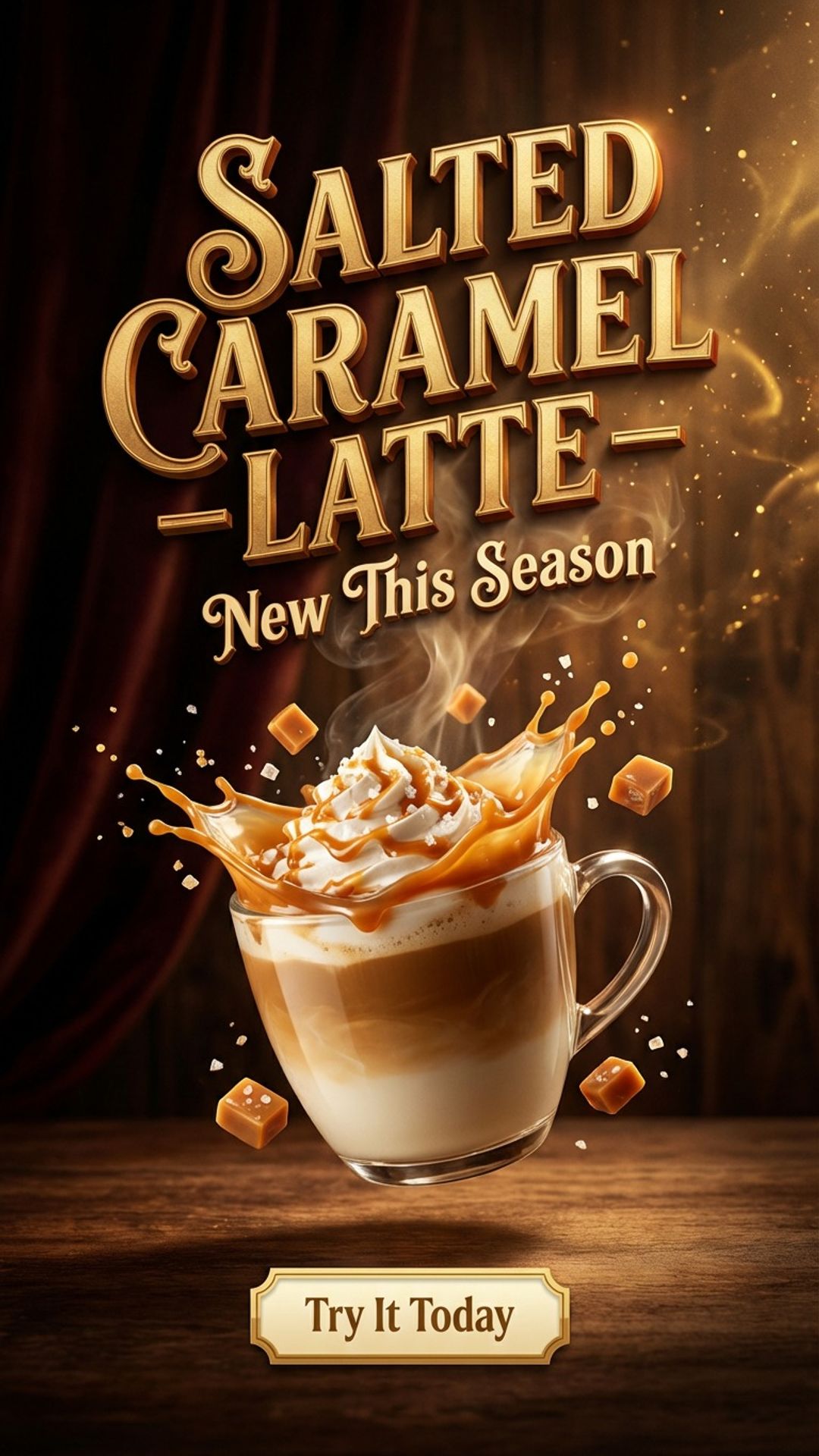 café digital signage showing seasonal latte screen design