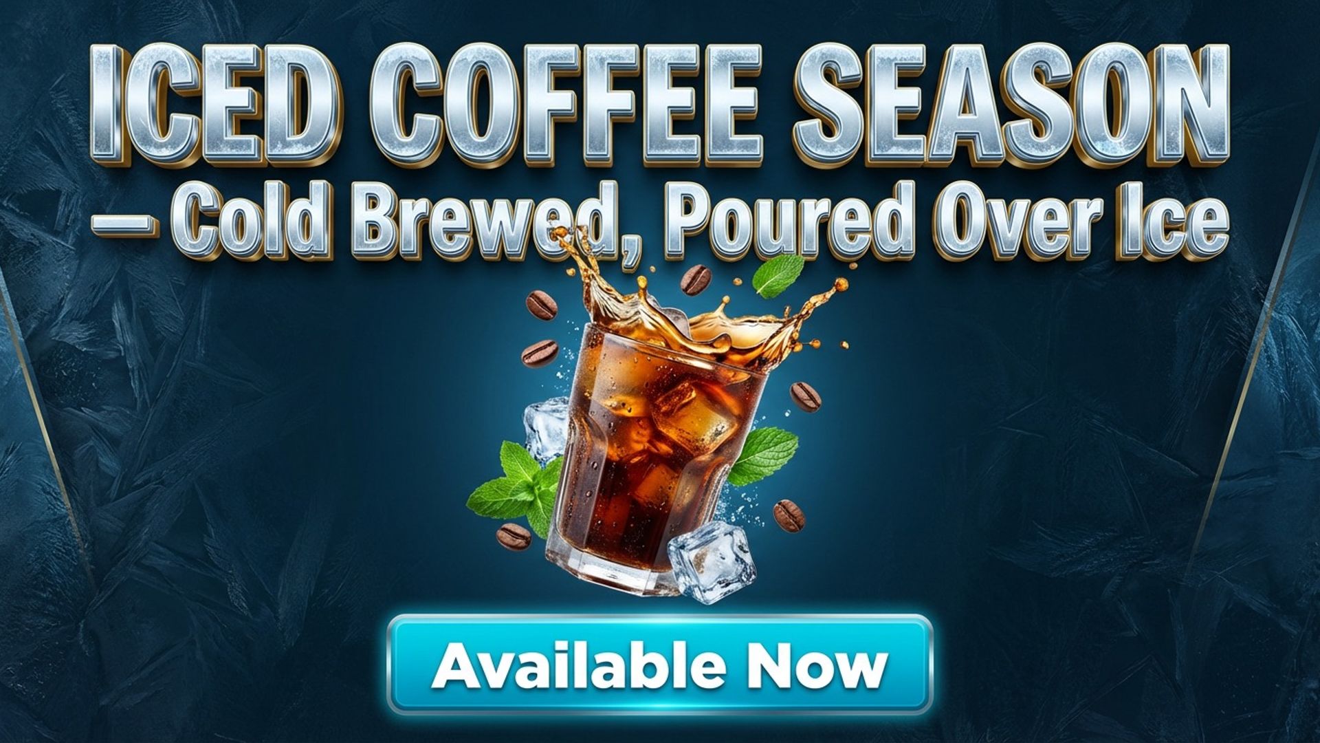 café digital signage showing iced coffee screen design