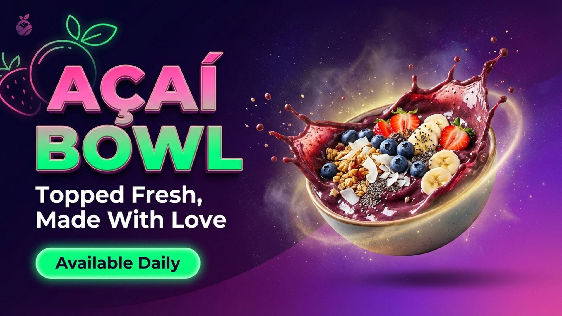 café digital signage showing smoothie bowl screen design