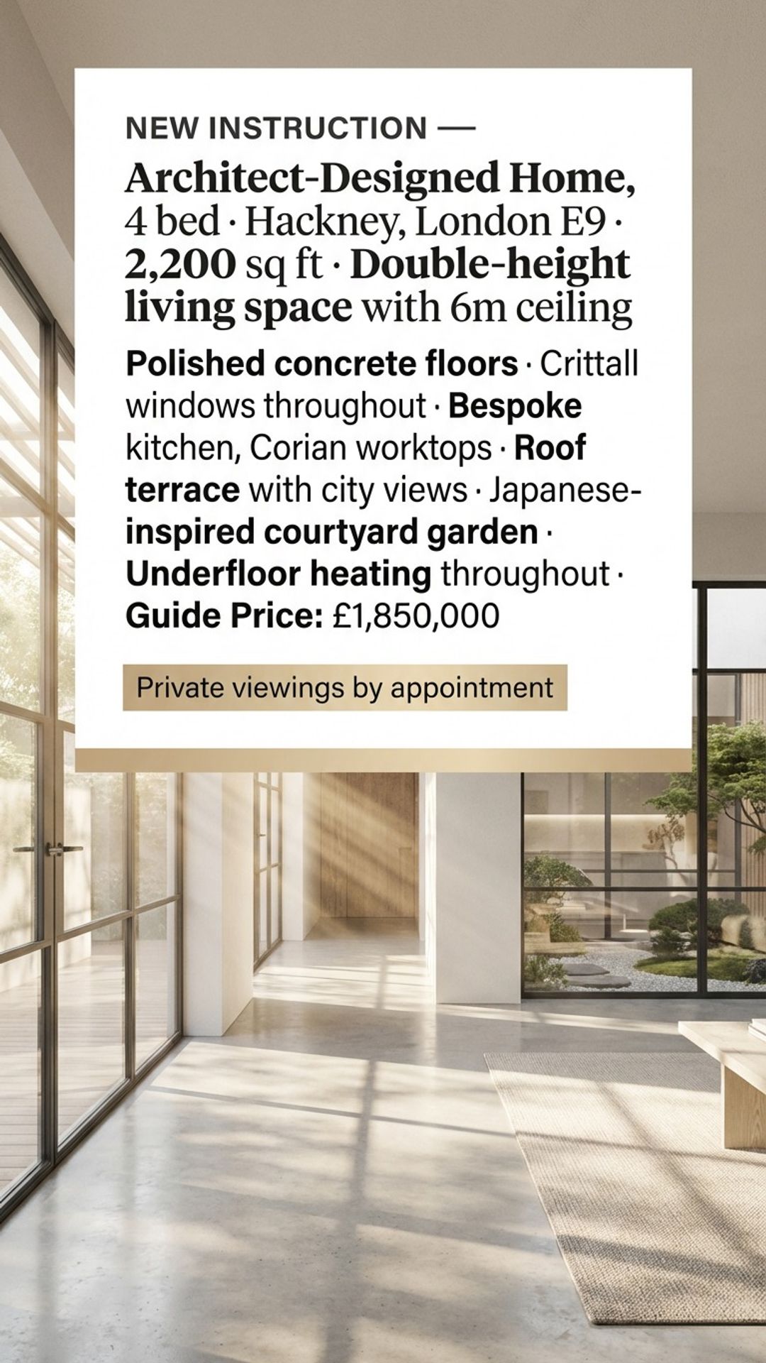 estate agent digital window display showing interior showcase screen design