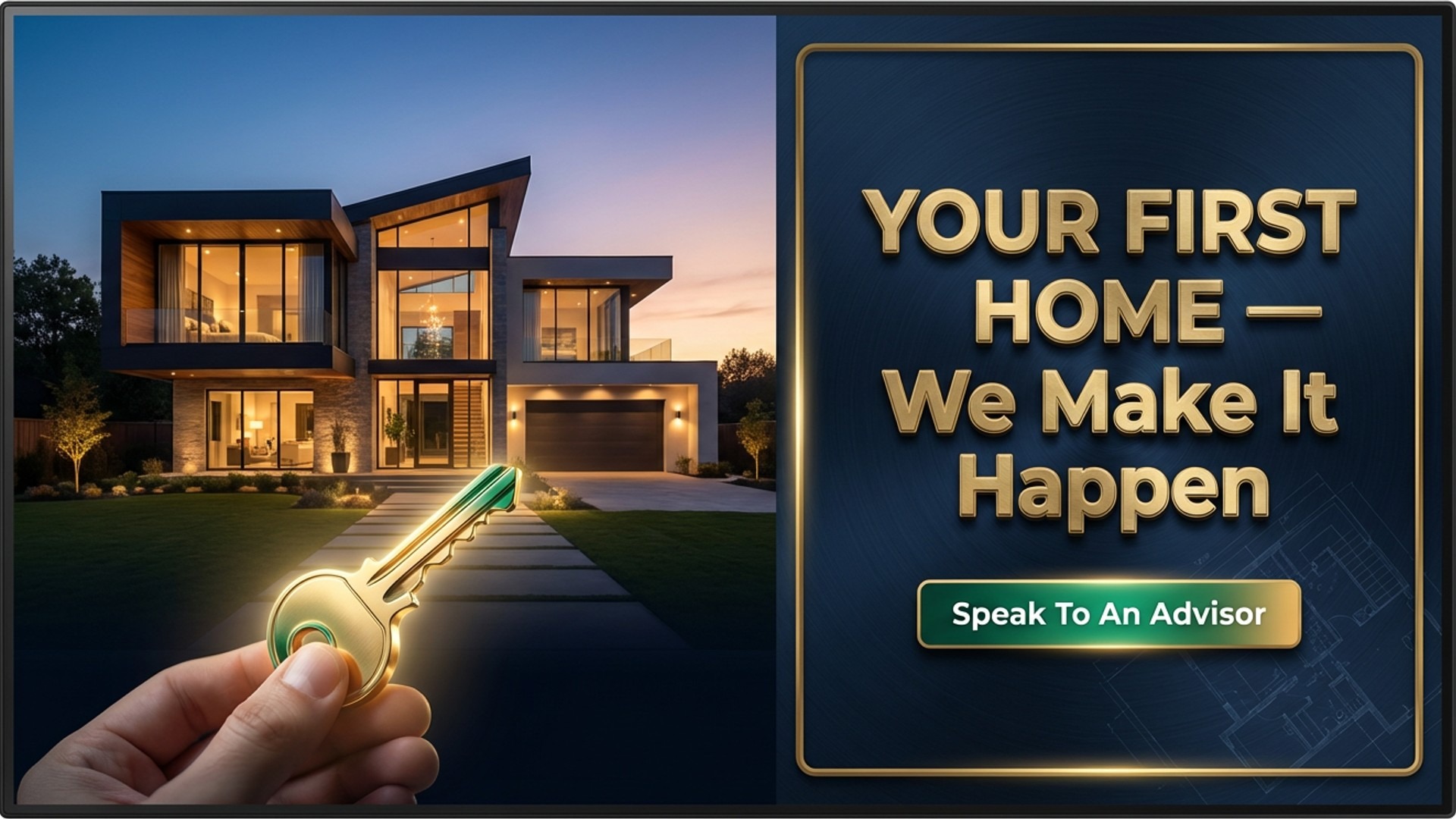 digital property listing screen showing first home design