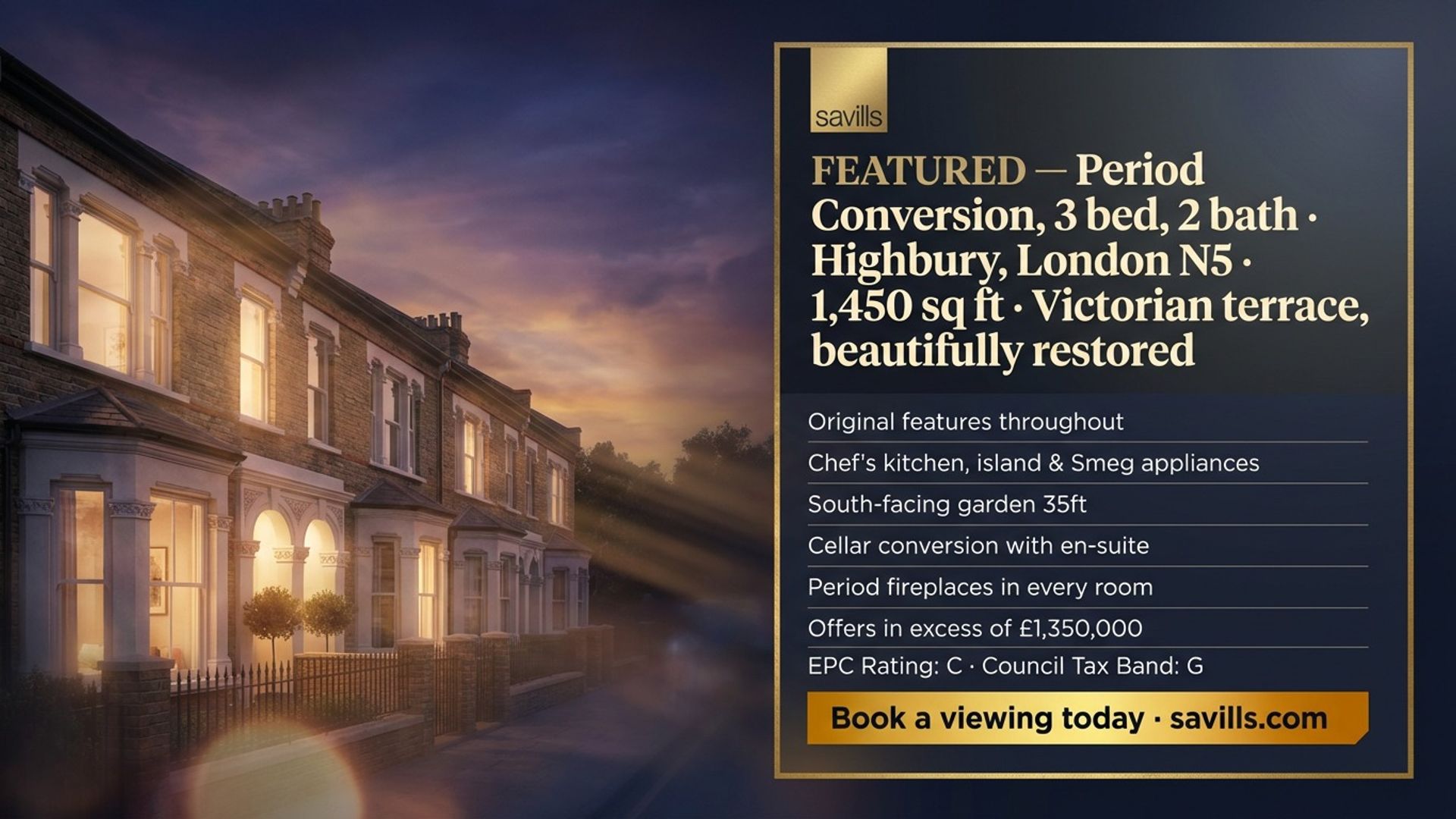 digital window display screen showing property listing design