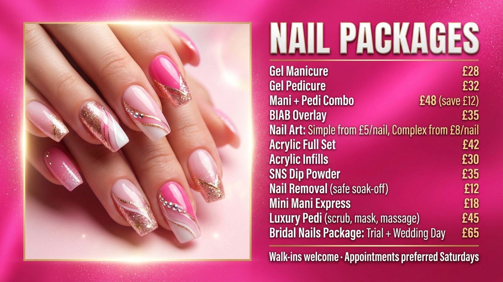 salon and beauty digital signage showing package deals screen design
