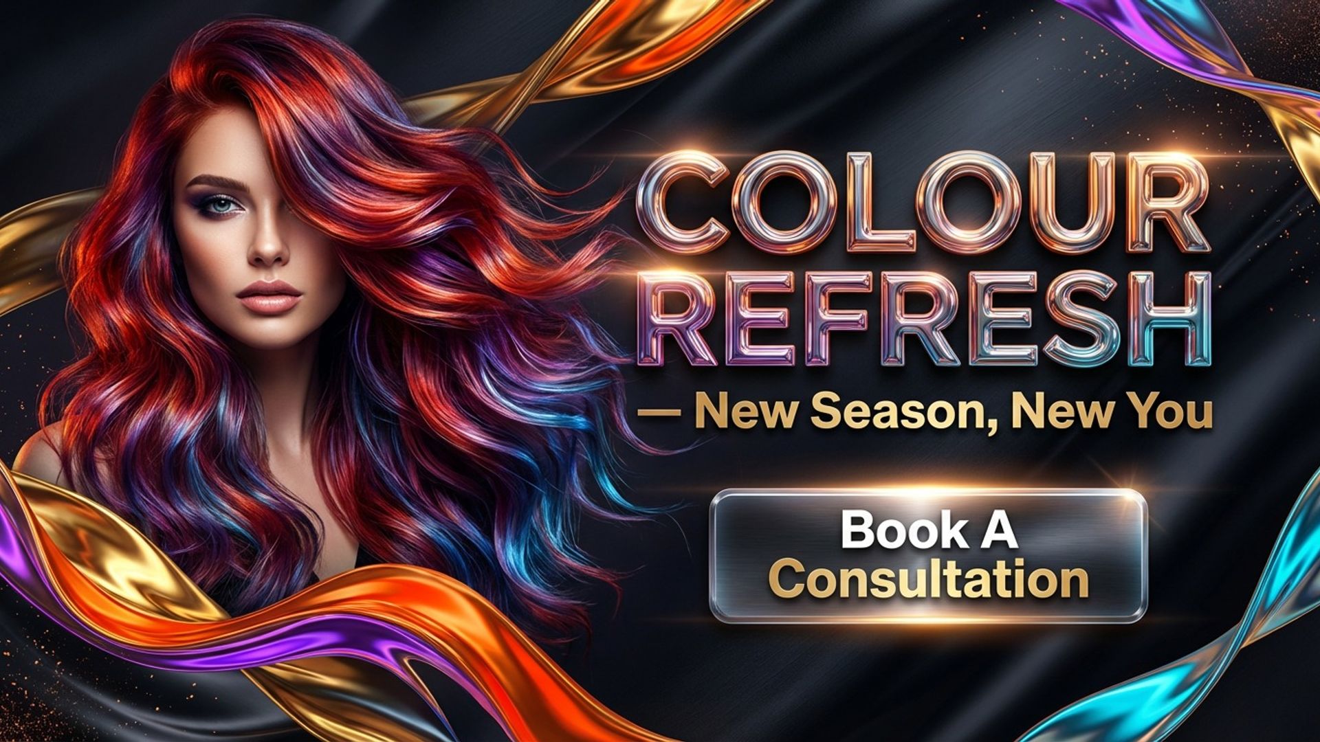 salon and beauty digital signage showing colour refresh screen design