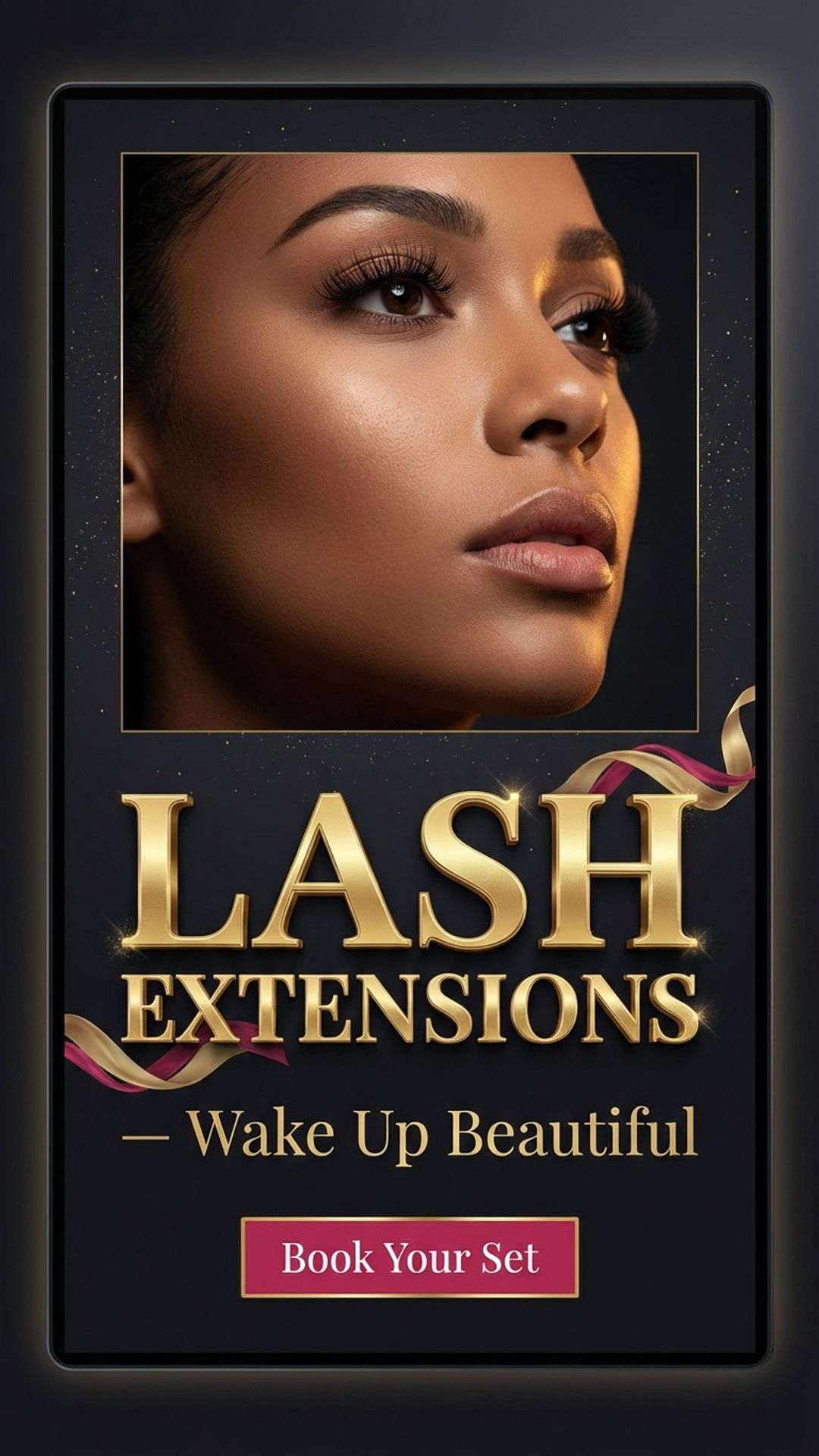 salon and beauty digital signage showing lash extensions screen design
