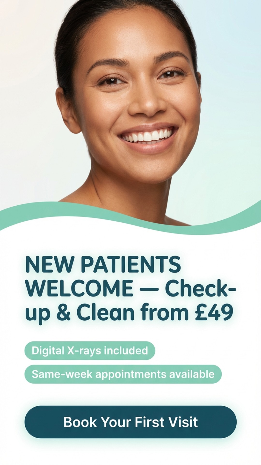 digital contact screen showing new patient booking design