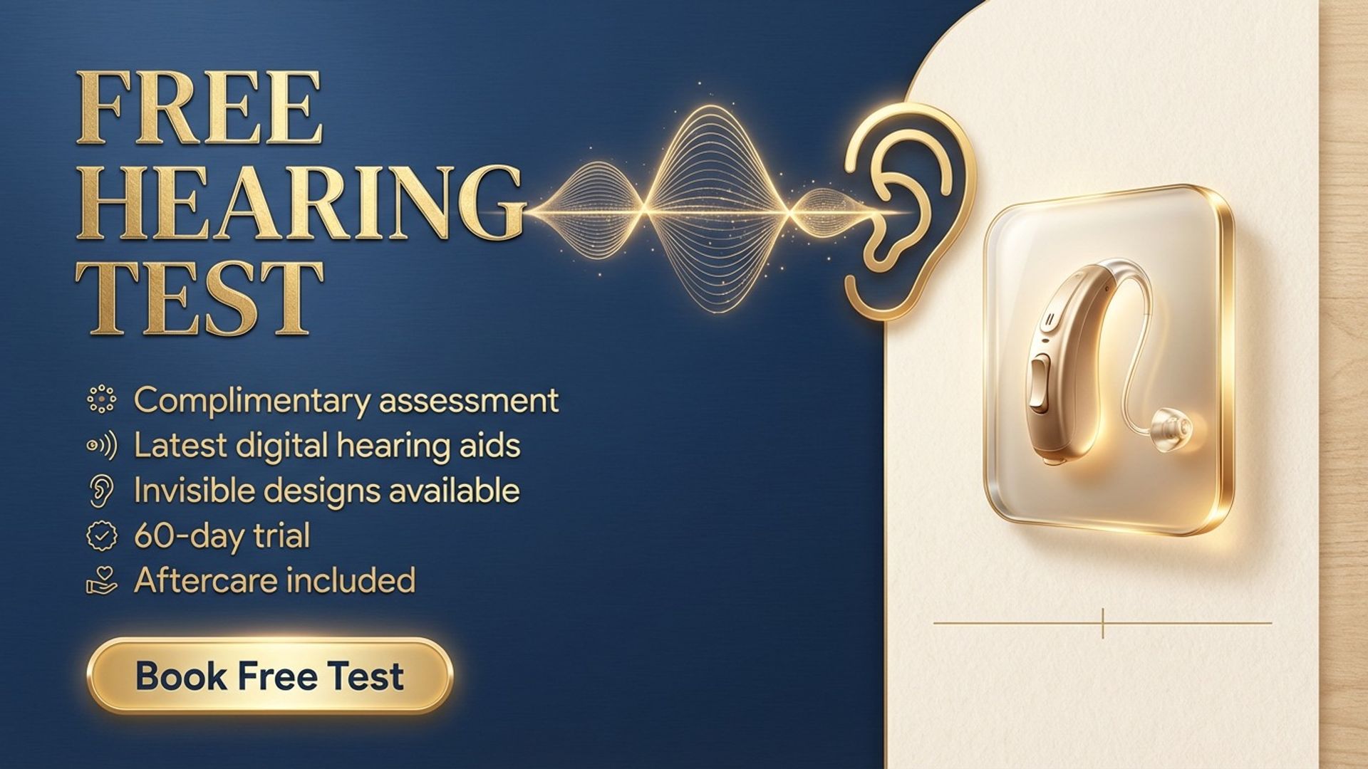 medical practice digital signage showing hearing centre test screen design