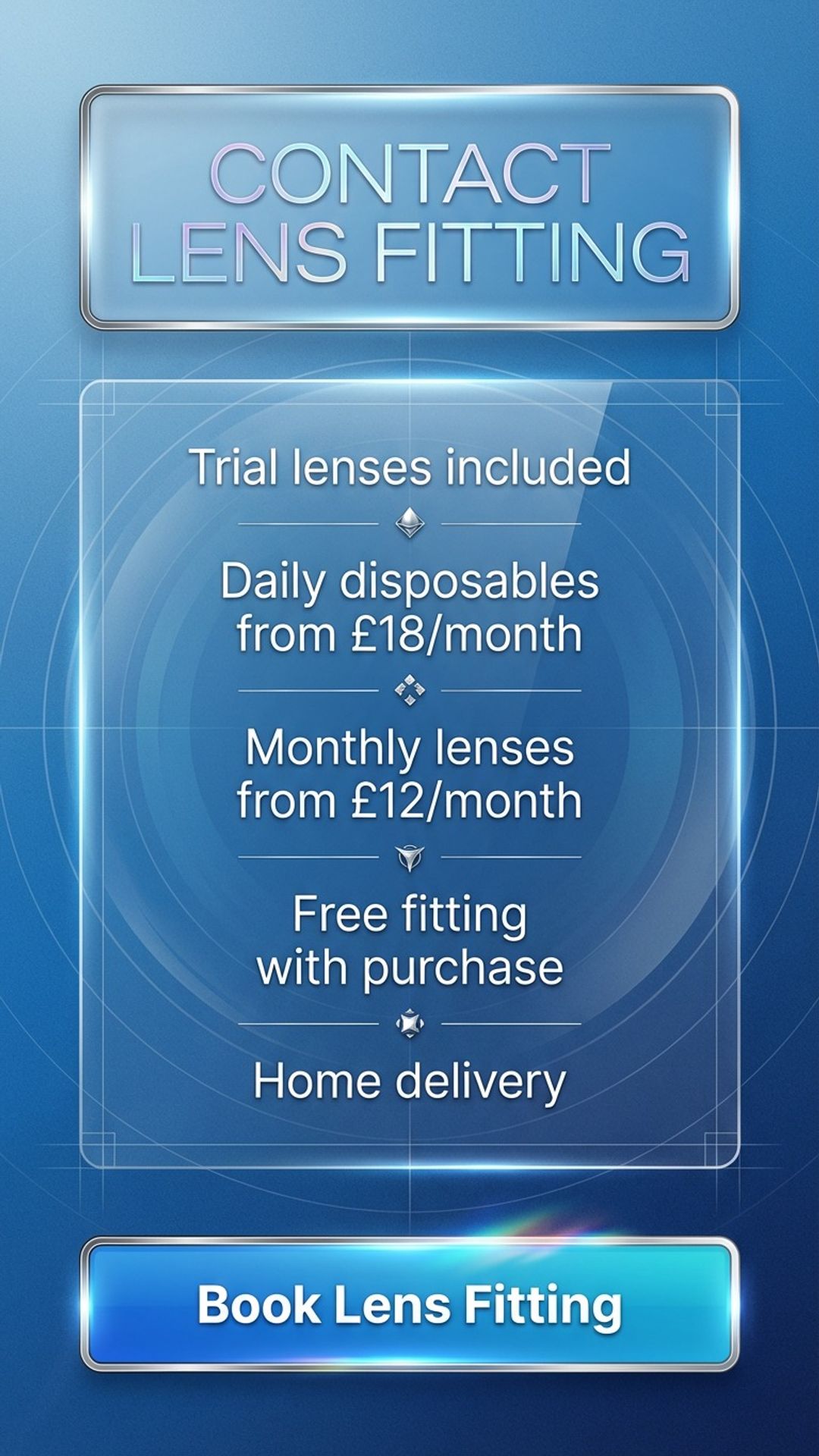 medical practice digital signage showing optician contacts screen design