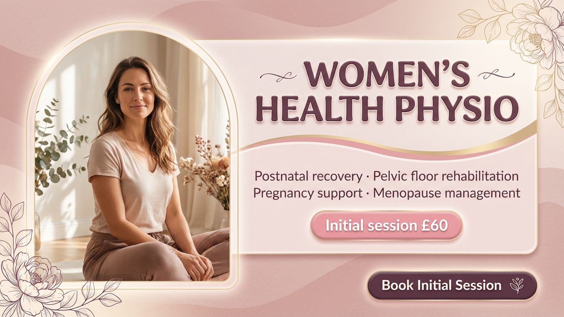 medical practice digital signage showing physio womens health screen design