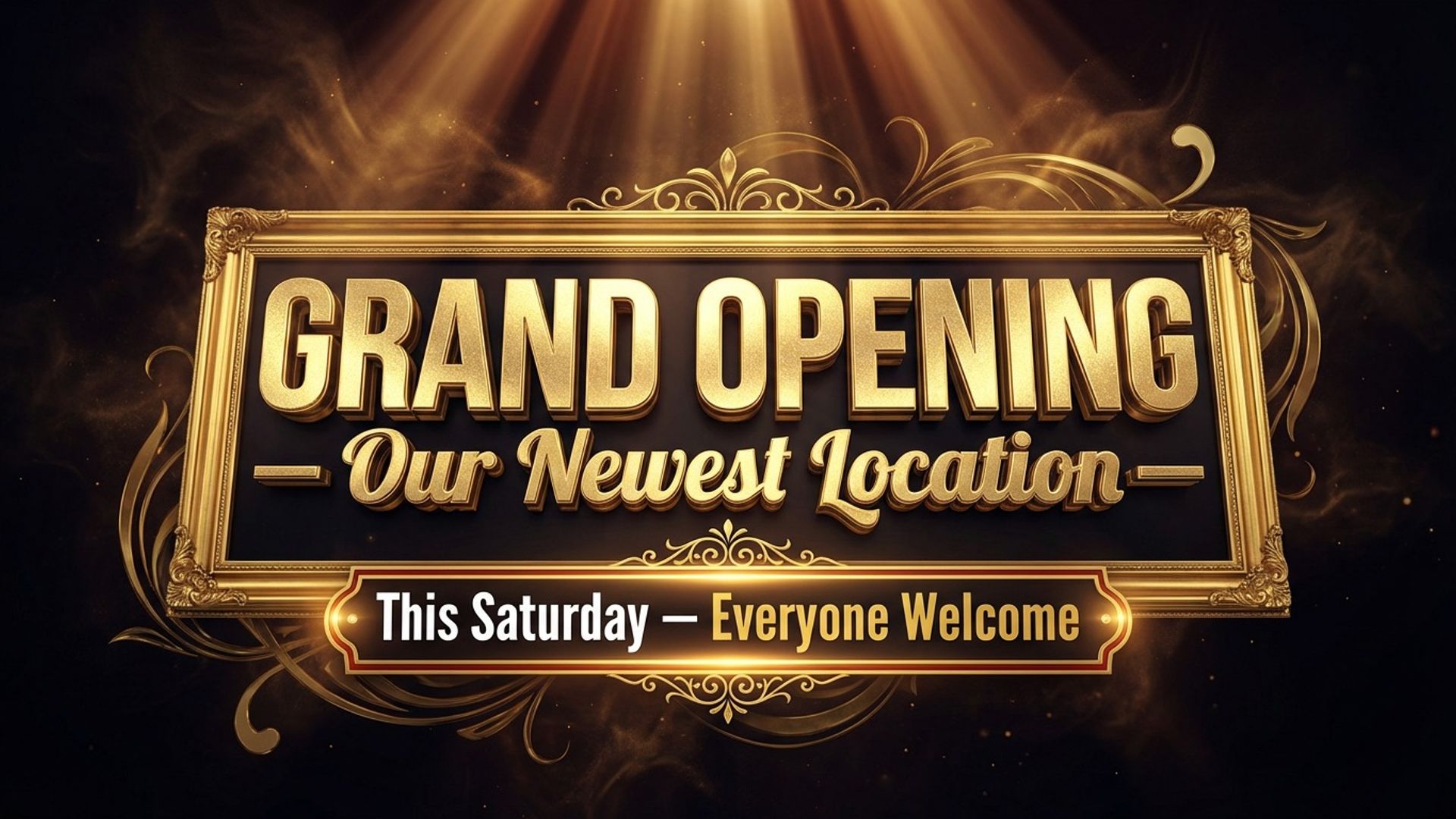 multi-site digital signage showing grand opening screen design