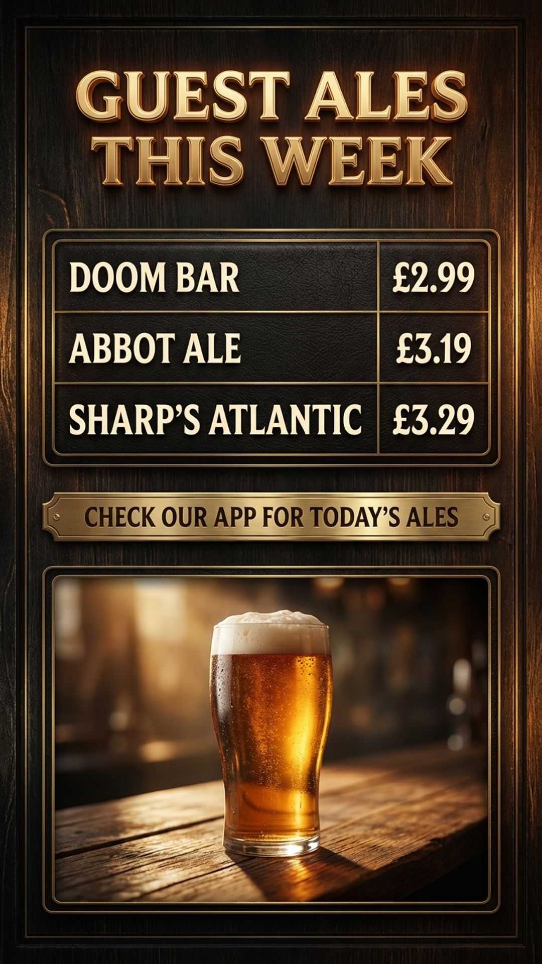 pub and bar digital signage showing drinks rollout screen design
