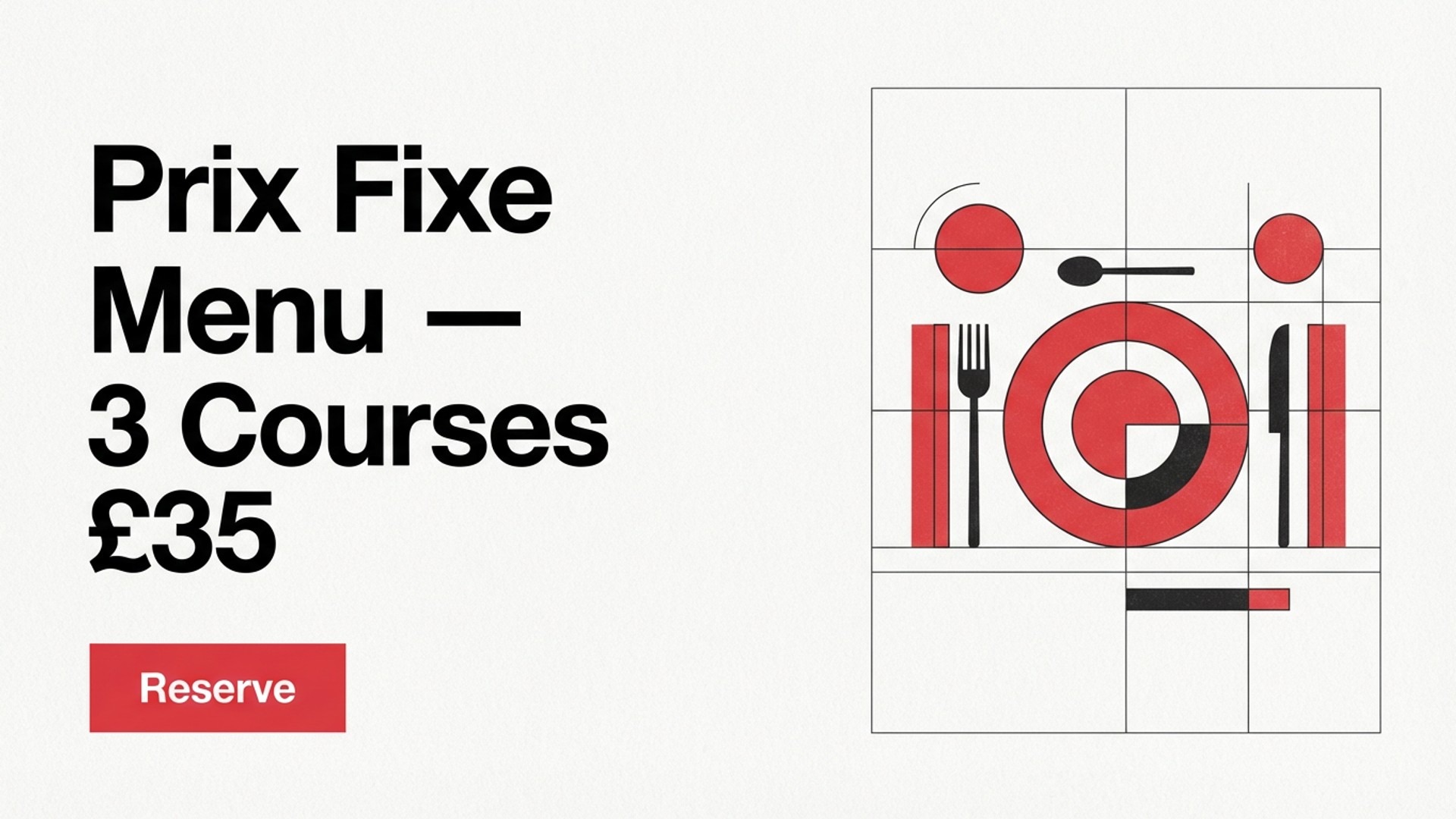 restaurant digital signage showing swiss prix fixe screen design