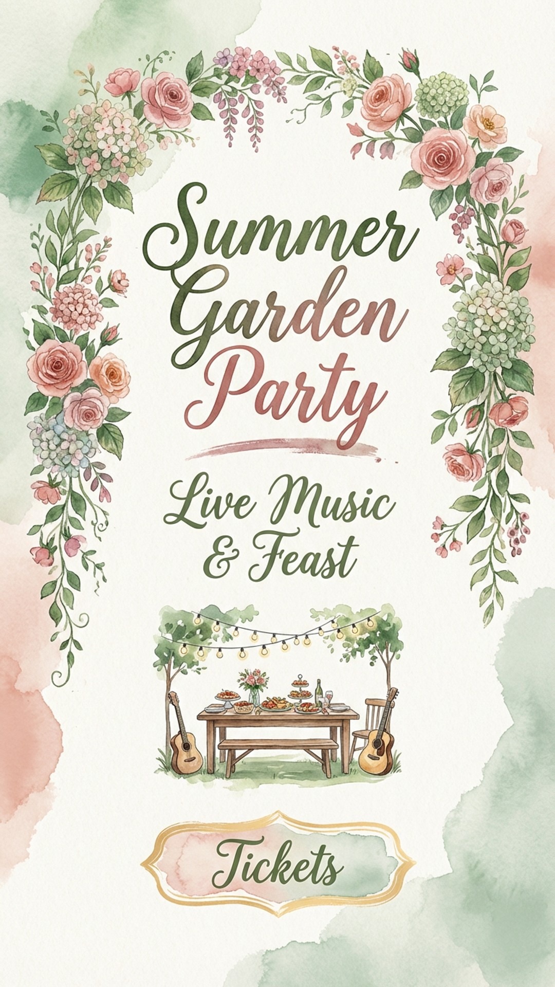 restaurant digital signage showing watercolour garden party screen design