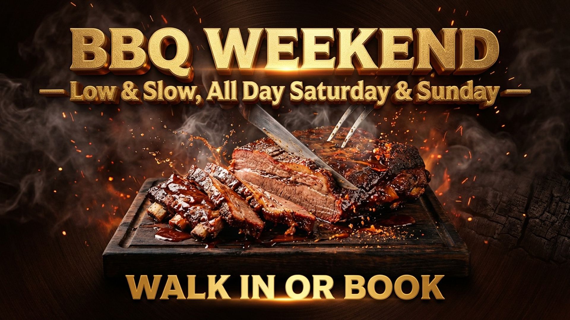 restaurant digital signage showing bbq weekend screen design