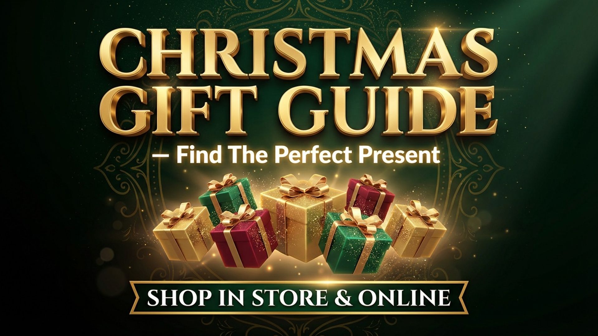 digital window display screen showing christmas gifts design