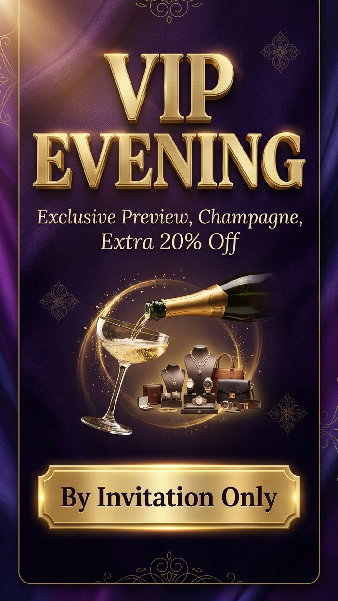 retail digital signage showing vip evening screen design