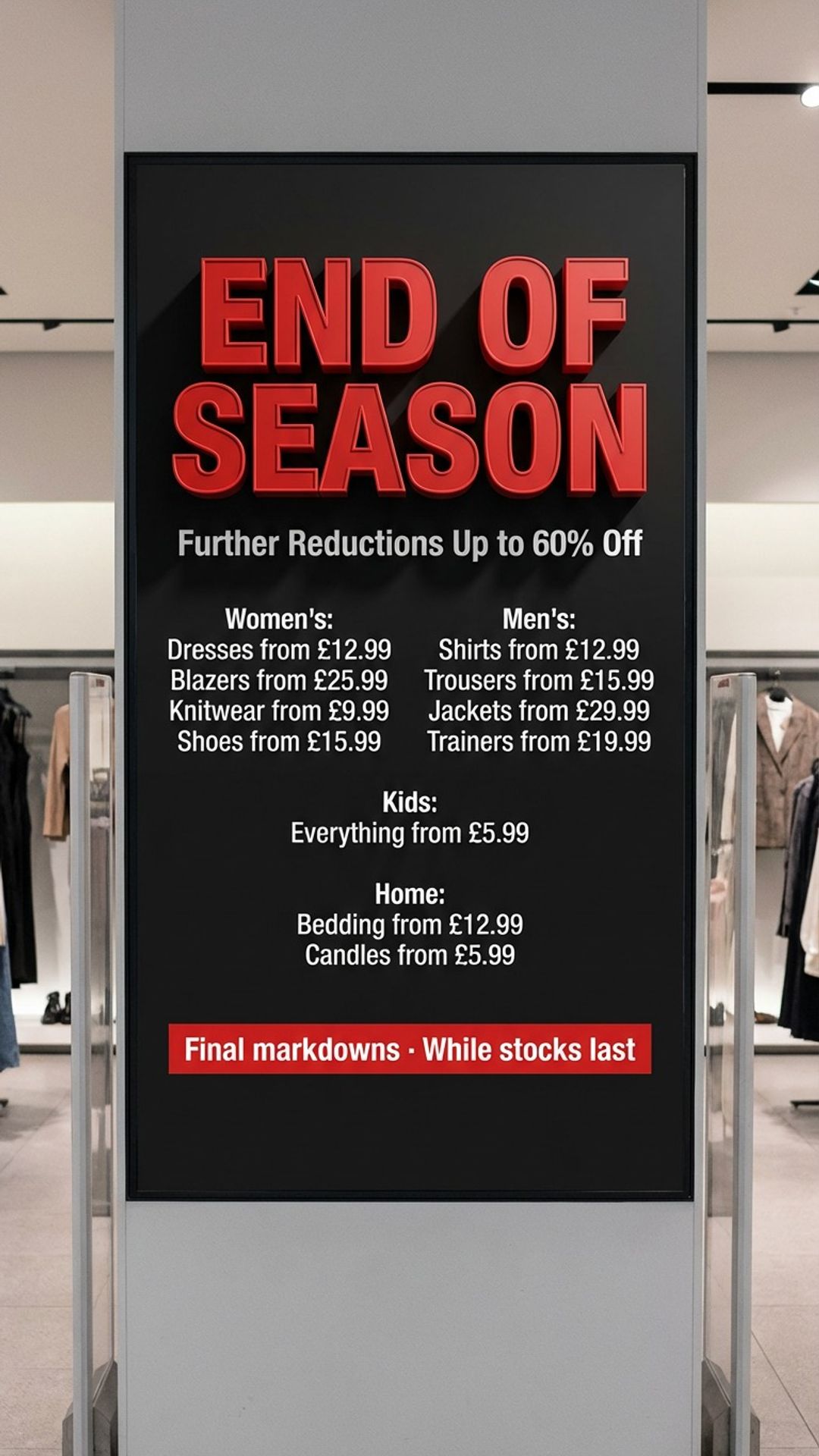 Retail digital signage content example
