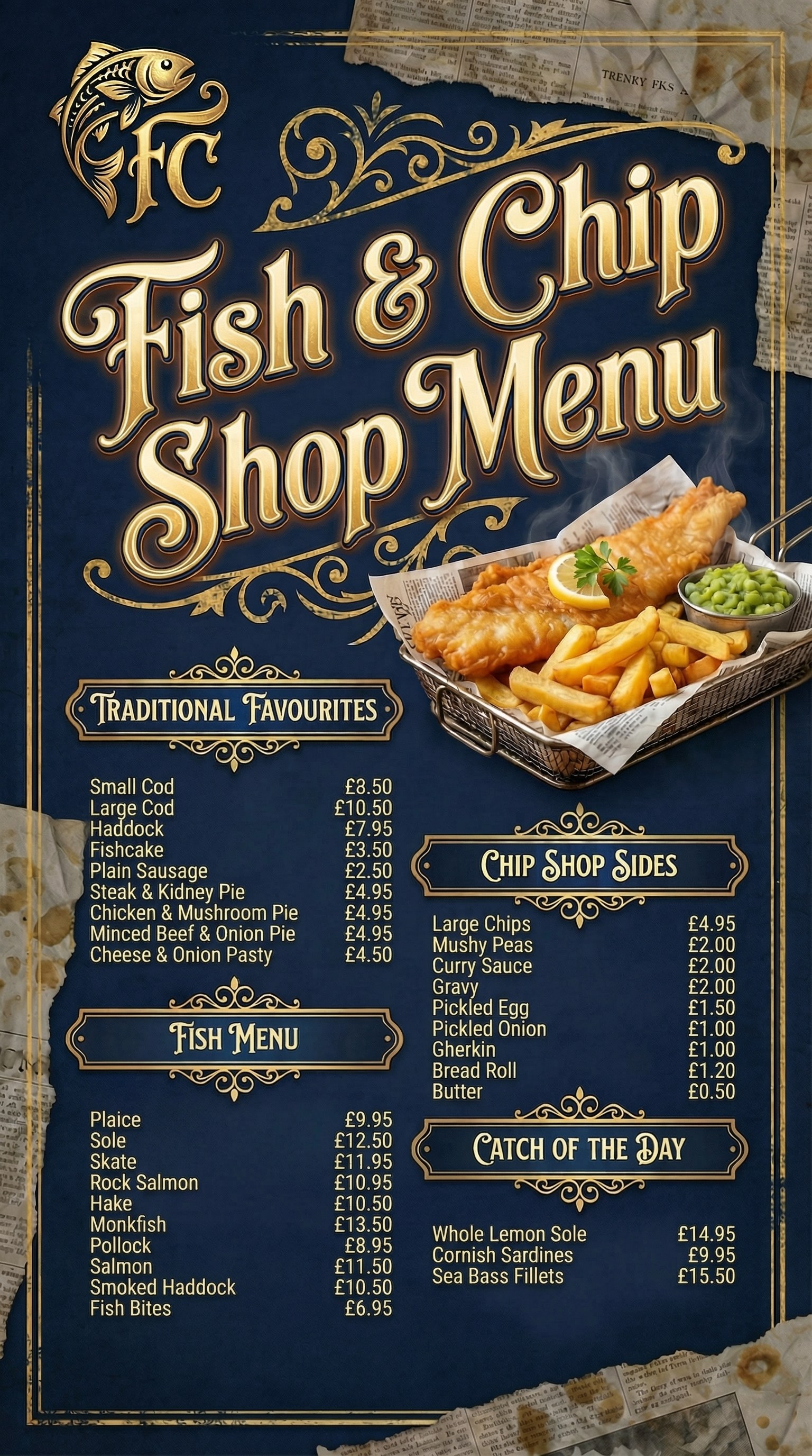 Portrait combo deal menu