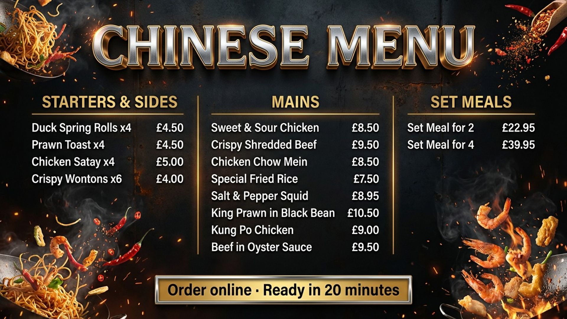 Chinese takeaway menu