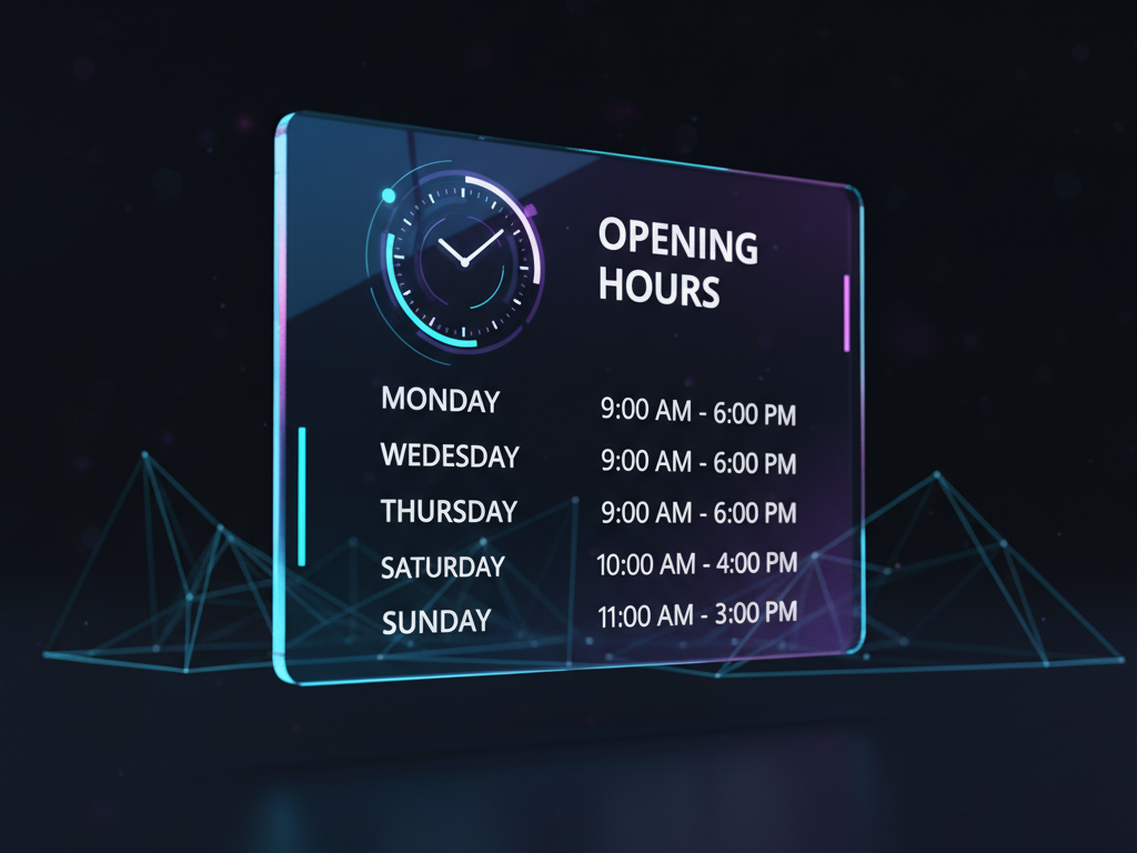 Opening hours screen preview